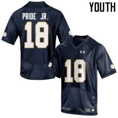 Notre Dame Fighting Irish Youth Troy Pride Jr. #18 Navy Blue Under Armour Authentic Stitched College NCAA Football Jersey CCA6599RS